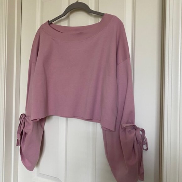 Free People  Holala Statement Sleeve  Crop Sweatshirt  Rose  XS - Picture 2 of 13